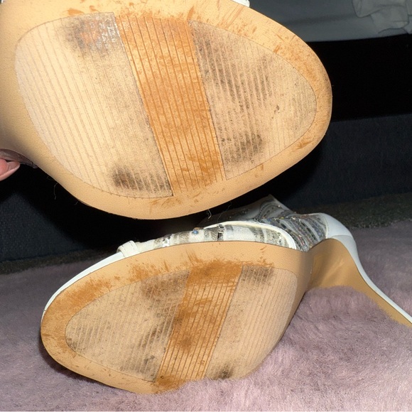 Aldo White and Silver Heeled Boots with Strappy Design and High Stiletto Heel - Picture 12 of 14